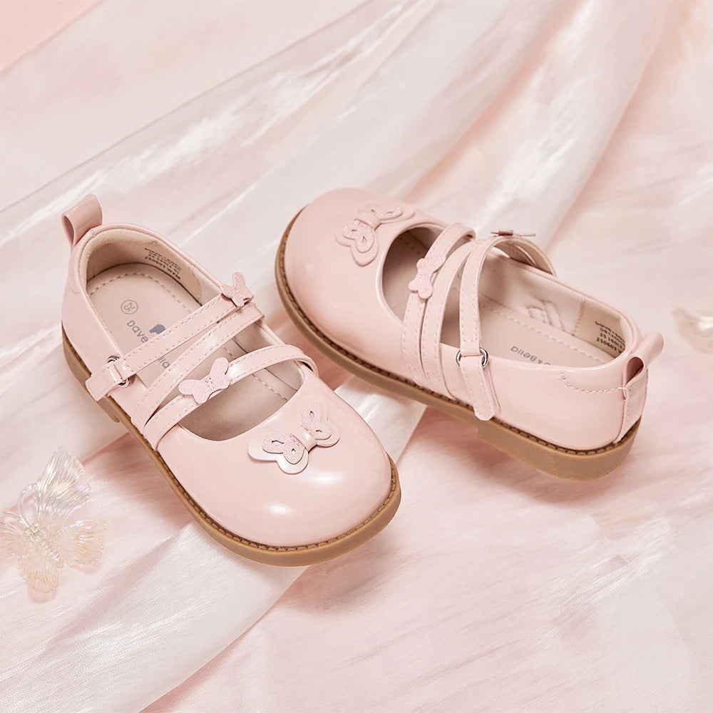 Dave Bella Children Leather Shoes Autumn Spring Baby Girls Charm Princess Shoes Anti Slip Elegant Party Kid Pink Shoes DB1260460