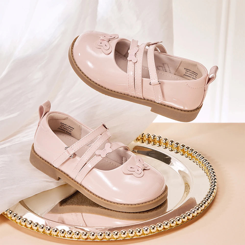 Dave Bella Children Leather Shoes Autumn Spring Baby Girls Charm Princess Shoes Anti Slip Elegant Party Kid Pink Shoes DB1260460