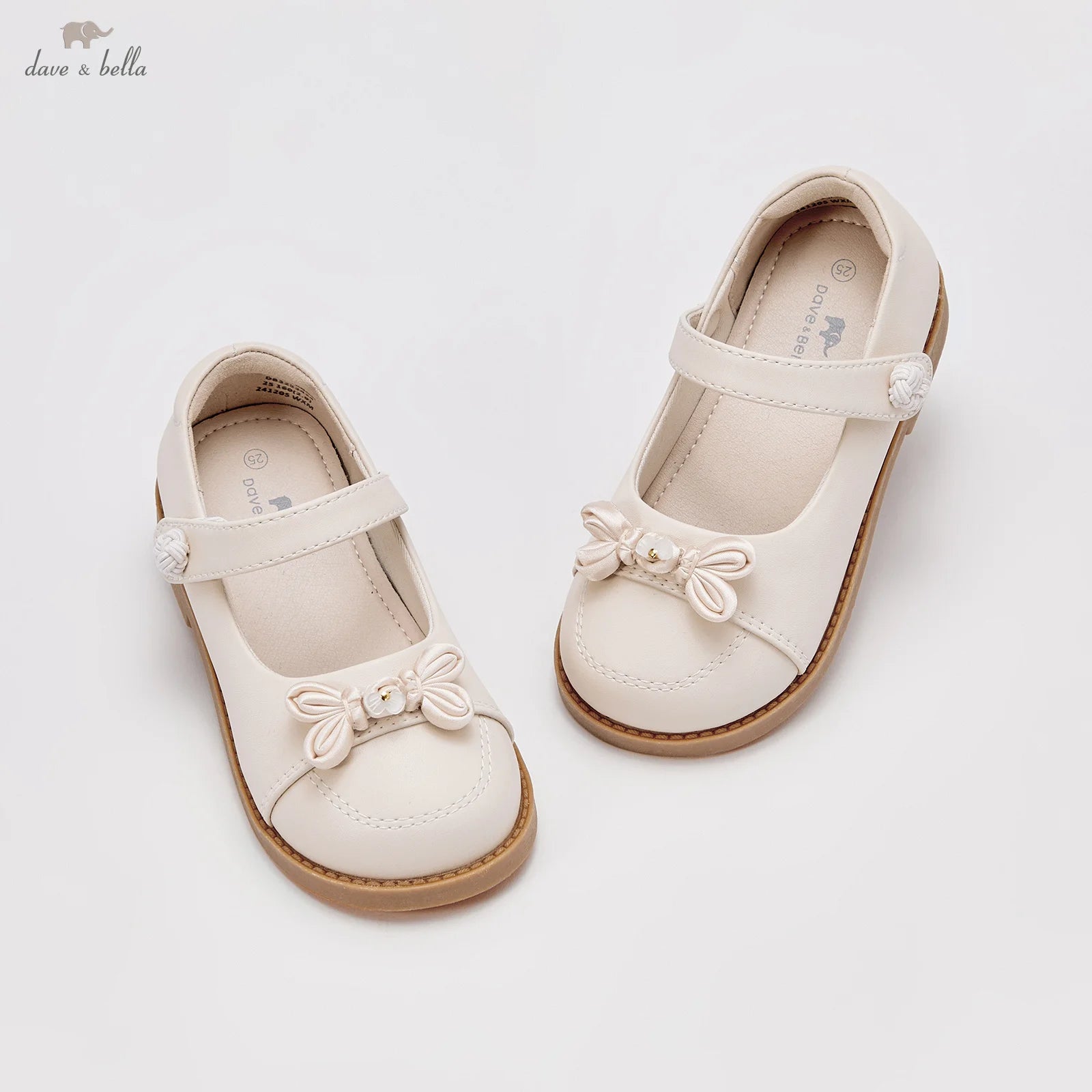 Dave Bella Children's Leather Shoes Autumn Girl's Comfortable Gentle Cute White Princess Shoes Party DB3253434
