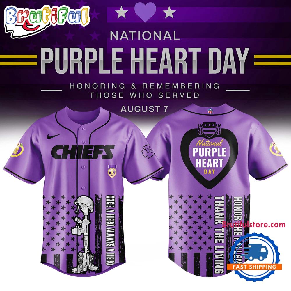 Kansas City Chiefs Purple Heart Day Limited Edition Baseball Jersey