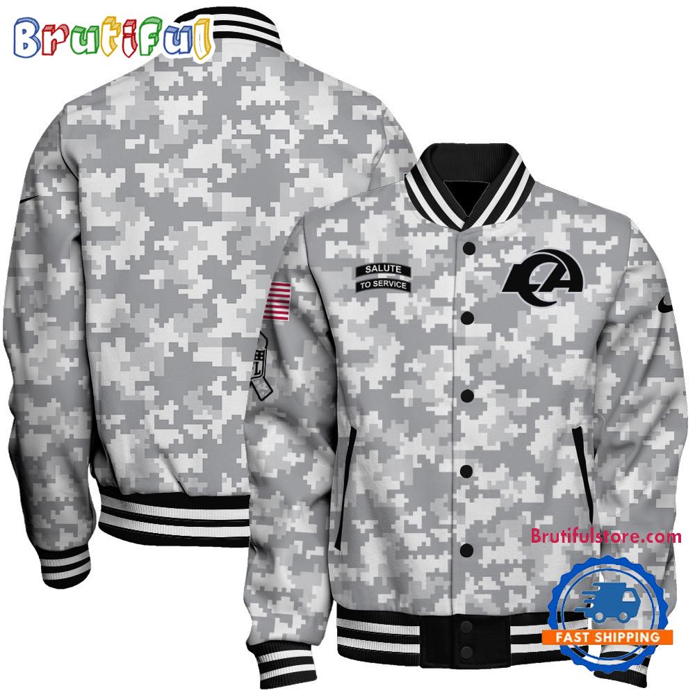 Los Angeles Rams National Football League Arctic Camo Salute To Service Veterans Varsity Jacket
