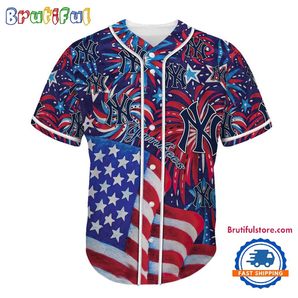New York Yankees USA Flag Independence Day Baseball Jersey, Sport Team 4th of July Jersey